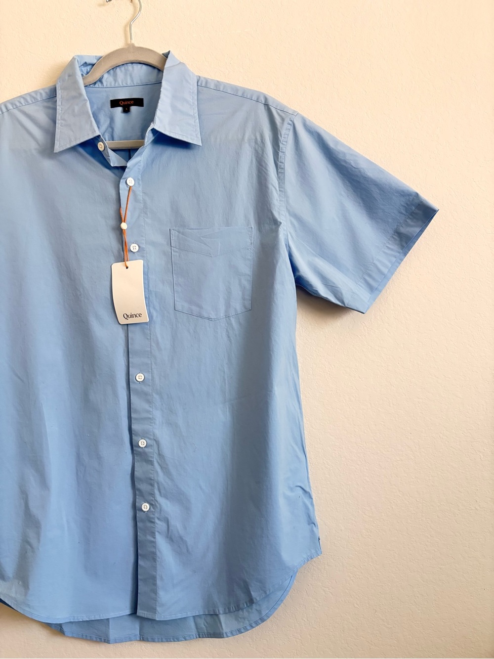 NWT Quince Men's Short-Sleeve Button-Down Shirt in Light Blue size L - Picture 8 of 11